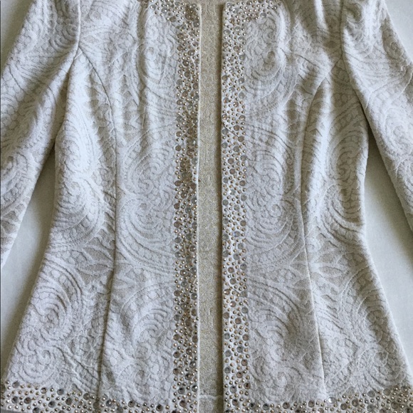 ST JOHN Gold Gilded Dress Jacket Swarovski Crystal - Picture 2 of 8